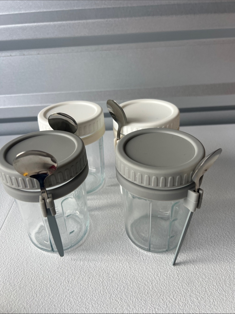 Meal prep Glass Jars and Attached Spoons overnight oats z13